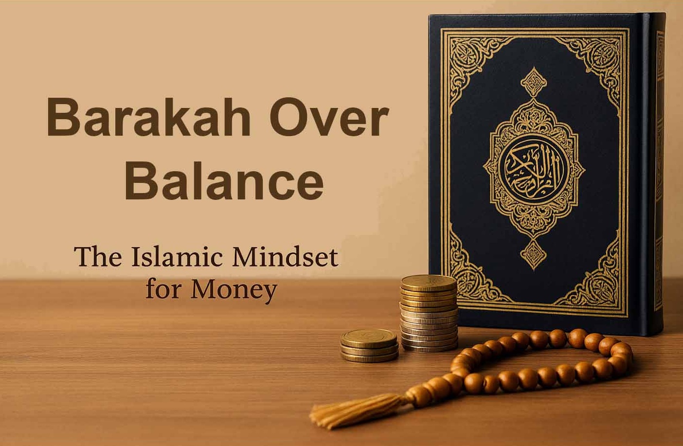 Islamic finance concept with Qurโan and coins